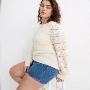 Madewell Bobble-Sleeve Pullover Sweater - Cream Ivory - Size XXS